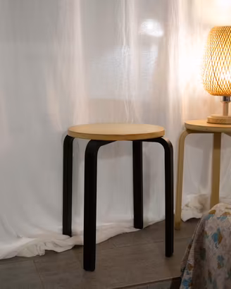 Sgabello Ikea frosta, Aalto, legno chiaro e nero