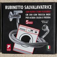 Rubinetto salva lavatrice con flessibile inox 2m