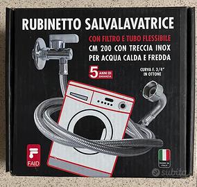 Rubinetto salva lavatrice con flessibile inox 2m