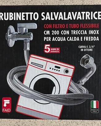 Rubinetto salva lavatrice con flessibile inox 2m