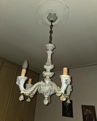 lampadario in porcellana capodimonte