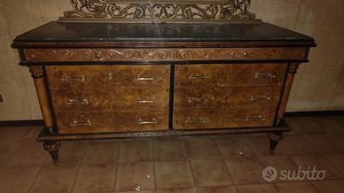 Comò cassettiera stile Impero con piano in marmo