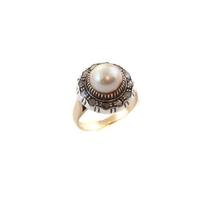 Anello Antico in oro giallo 750 con perla coltivat