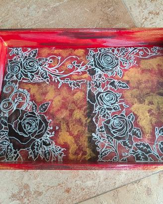 Decoupage scatola/vassoio rosso