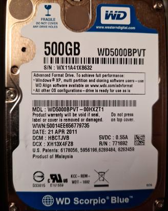 HDD Western Digital interno 500 GB
