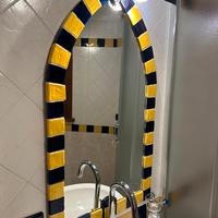 Specchio bagno ceramica ogivale artigianale