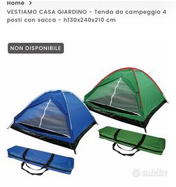 Kit 2 tende campeggio da 2 posto l ‘una