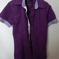 Camicia manica corta taglia M colore viola e bianc