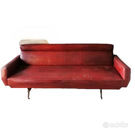 divano vera pelle vintage  anni 50 ,