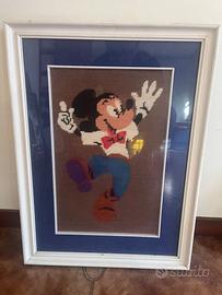 Quadro Ricamato a Mano "Topolino" - Stile Vintage