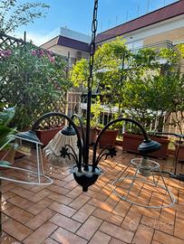 Lampadario ferro battuto