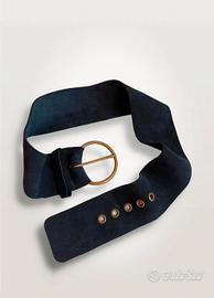 Cintura in pelle, morbida,camoscio, suede, nero.