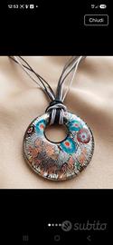 Collana con pendente in vetro di Murano stile 