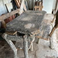 Set da giardino vintage anni ‘70 in cemento