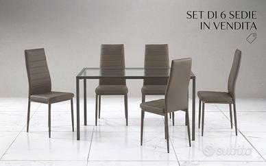 Set 6 Sedie Moderne Ecopelle Tortora - Come Nuove