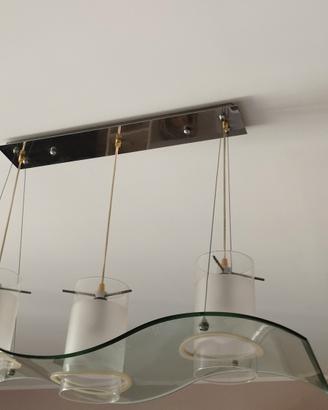 Lampadario Moderno Fan Europe Vetro Onde 3 Luci