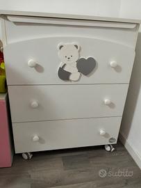 Fasciatoio cassettiera con vaschetta bagno
