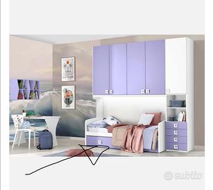 LETTO DOPPIO SINGOLO CON CASSETTONE