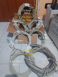 Lotto Cavi Elettrici 3G2.5 e 3G1.5 - Totale 63 Met
