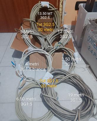 Lotto Cavi Elettrici 3G2.5 e 3G1.5 - Totale 63 Met