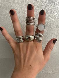 set 5 anelli statement Y2K chunky helix