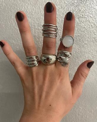 set 5 anelli statement Y2K chunky helix