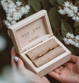 Cofanetto porta fedi in legno con nomi sposi