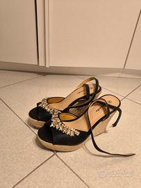 sandalo gioiello con zeppa in paglia comodissima