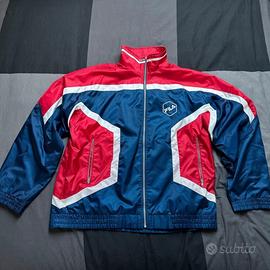 FILA Giacca Windbreaker L Vintage 90s Rosso Blu