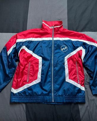 FILA Giacca Windbreaker L Vintage 90s Rosso Blu