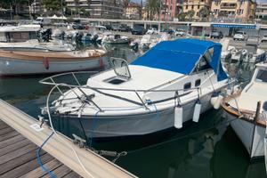 Barca cabinata con due fuoribordo