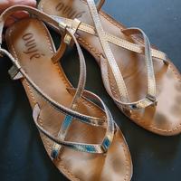 Sandali donna bassi infradito dorati Ovyè 39