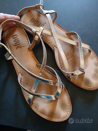 Sandali donna bassi infradito dorati Ovyè 39