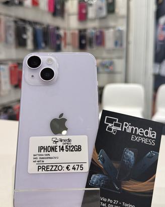 iPhone 14 512GB viola usato garanzia 