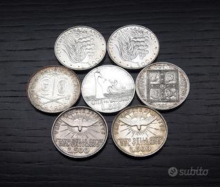 ARGENTO lotto 7x 500 lire diverse VATICANO _LEGGI