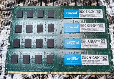 banchi RAM 8Gb UDIMM DDR3L marca Crucial NUOVI