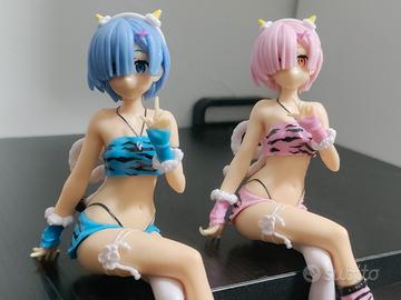 Set 2 Action figure re zero figure rem rosa e blu