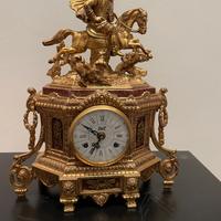 Orologio antico da tavolo in bronzo-marmo Walt