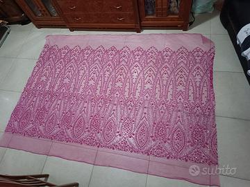 stoffa payettata colore fucsia  velata