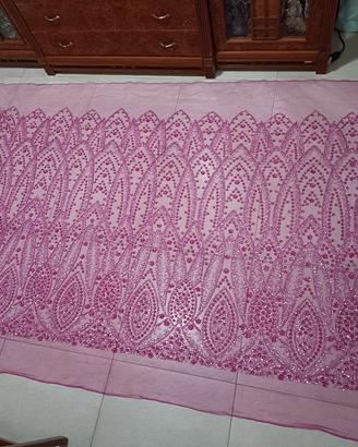 stoffa payettata colore fucsia  velata