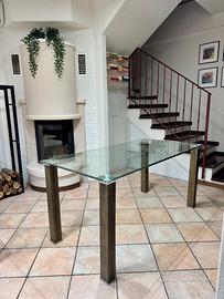 Tavolo rettangolare in vetro – stile industriale