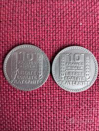 2 monete 10 Franchi fr 1946