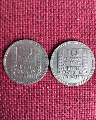 2 monete 10 Franchi fr 1946