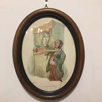 Cornici ovali in legno rustico con stampe