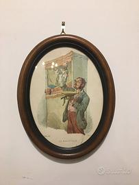 Cornici ovali in legno rustico con stampe