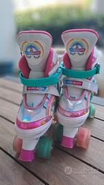 pattini rotelle bambina Unicorno color arcobaleno