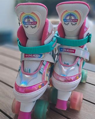 pattini rotelle bambina Unicorno color arcobaleno
