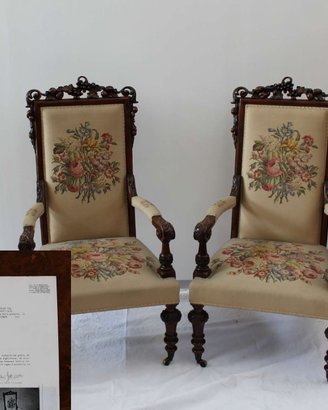 Coppia di Poltrone Luigi XV, certificate