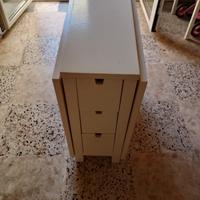 tavolo bianco doppio ribaltabile cassetti Ikea 