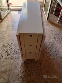 tavolo bianco doppio ribaltabile cassetti Ikea 